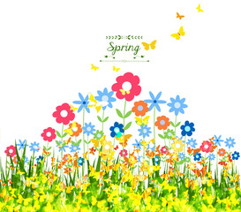 Spring Background with butterflies colorful