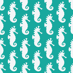 Sea horse vector art background design for fabric and decor. Sea