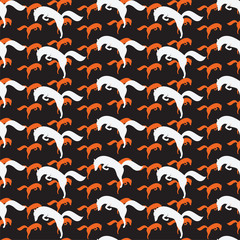 fox vector art background design for fabric and decor. Seamless