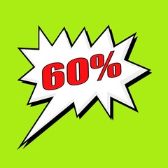 60 percent wording speech bubble
