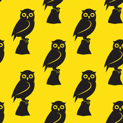 Owl vector art background design for fabric and decor. Seamless