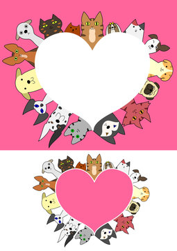 Heart Shaped Dogs And Cats Border Set