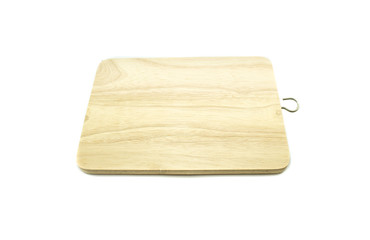 wooden chopping board on white background