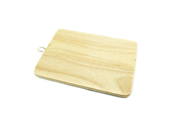 wooden chopping board on white background