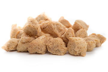 Soya chunks on white