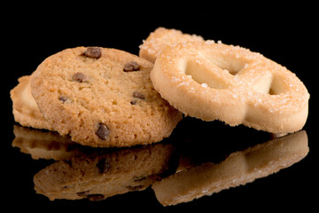 Butter cookies on black
