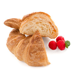 Croissant and raspberries