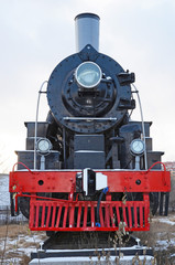 Fototapeta na wymiar Ulaanbaatar, Mongolia-Dec,02 2015: Steam locomotive series EL-266. Museum of railway equipment in Ulaanbaatar. Mongolia