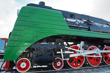 Ulaanbaatar, Mongolia-Dec,02 2015: Steam locomotive P36a. Museum of railway equipment in Ulaanbaatar. Mongolia