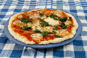 Freshly baked pizza, horizontal view