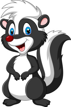 Cartoon skunk posing isolated on white background
