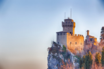 crenellated tower overlooking the valley