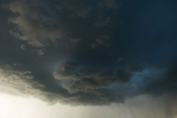 Fototapeta na wymiar heavy rain storm clouds, thunderstorm dramatic sky, bad day weat
