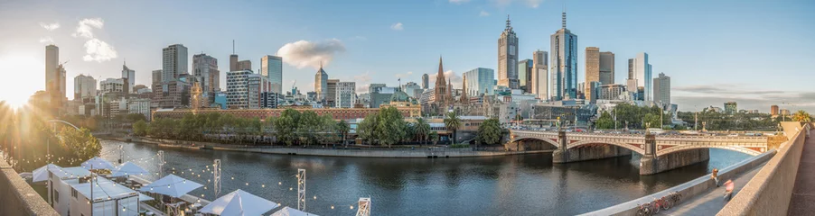 Peel and stick wall murals Australia Melbourne cityscape with panorama view.