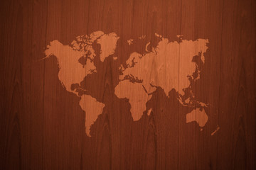 Wood texture surface vintage style with world map