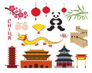 China Objects Set, Travel Attraction, History, Traditional Culture