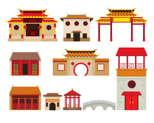 China Building Objects Set, Travel Attraction, History, Traditional Culture - 99737050