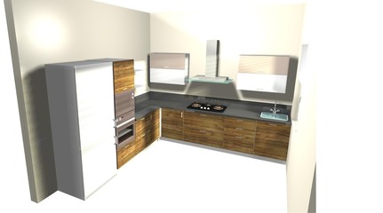 Fototapeta na wymiar 3d illustration of modern style kitchen interior