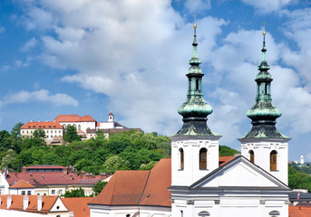 Fototapeta premium Spilberk castle and st. Michal church, town Brno, Moravia, Czech republic
