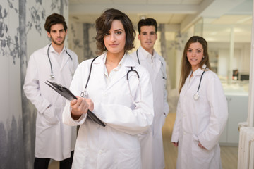 Group of medical workers portrait in hospital