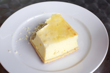 Cheese cake on a white plate