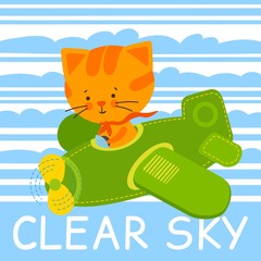 Pilot cat vector illustration