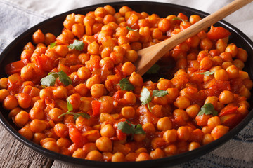 Indian food: Chana masala closeup. Horizontal

