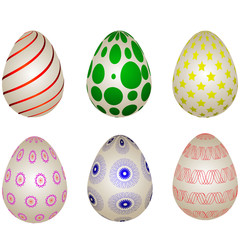 Set of different Easter eggs. six eggs for Happy Easter