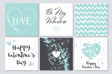 Vector collection of  6 cute Valentines card templates.  Happy V