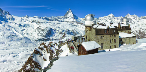 Panorama of Matterhorn and Swiss Alps from Gornergrat, Zermatt, Switzerland.