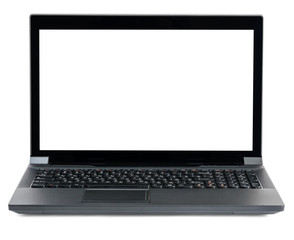 Black laptop on white