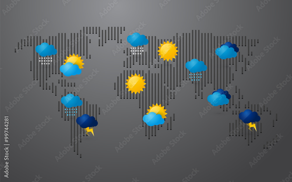 Canvas Prints world map with weather icon