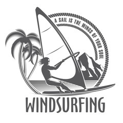 windsurfing emblem on a white background