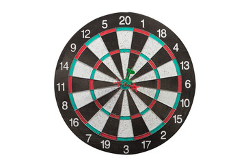 arrows stuck in the center of the DART Board
