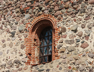 Fototapeta premium Detail of a wall of Trakai Castle. Lithuania