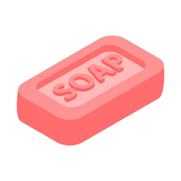 Pink bar of soap 3d isometric icon