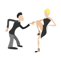 Couple dancing tango cartoon illustration