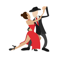 Couple dancing tango cartoon icon - obrazy, fototapety, plakaty