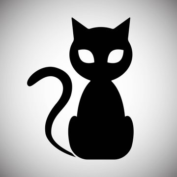 Black silhouette of cat. EPS 8