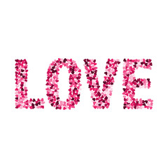 Love. Valentines day card. Vector illustration with colorful hearts. Abstract illustration for print or banner.