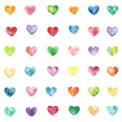 Fototapeta premium Seamless texture with fanny watercolor hearts