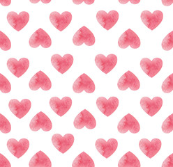 Seamless texture with fanny watercolor hearts