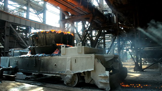 rail freight transportation of molten metal at steel plant