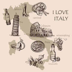 Creative map of Italy