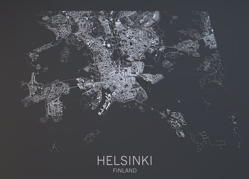 Cartina Helsinki, vista satellitare, Finlandia
