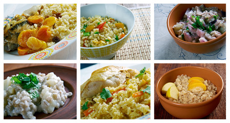 Food set of different cereals dish .
