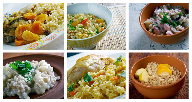 Food set of different cereals dish .