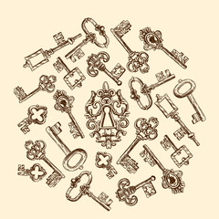 illustration vintage key