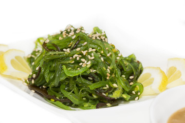 salad with exotic marine algae on a white background