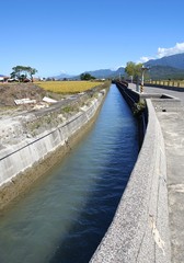 Fototapeta na wymiar Agricultural irrigation canal closeup in Taiwan
